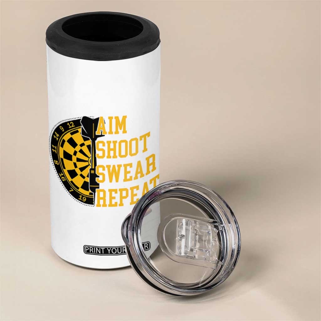 Funny Darts Retro Vintage 4 in 1 Can Cooler Tumbler Aim Shoot Swear Repeat Dartist Gift TS12 Print Your Wear