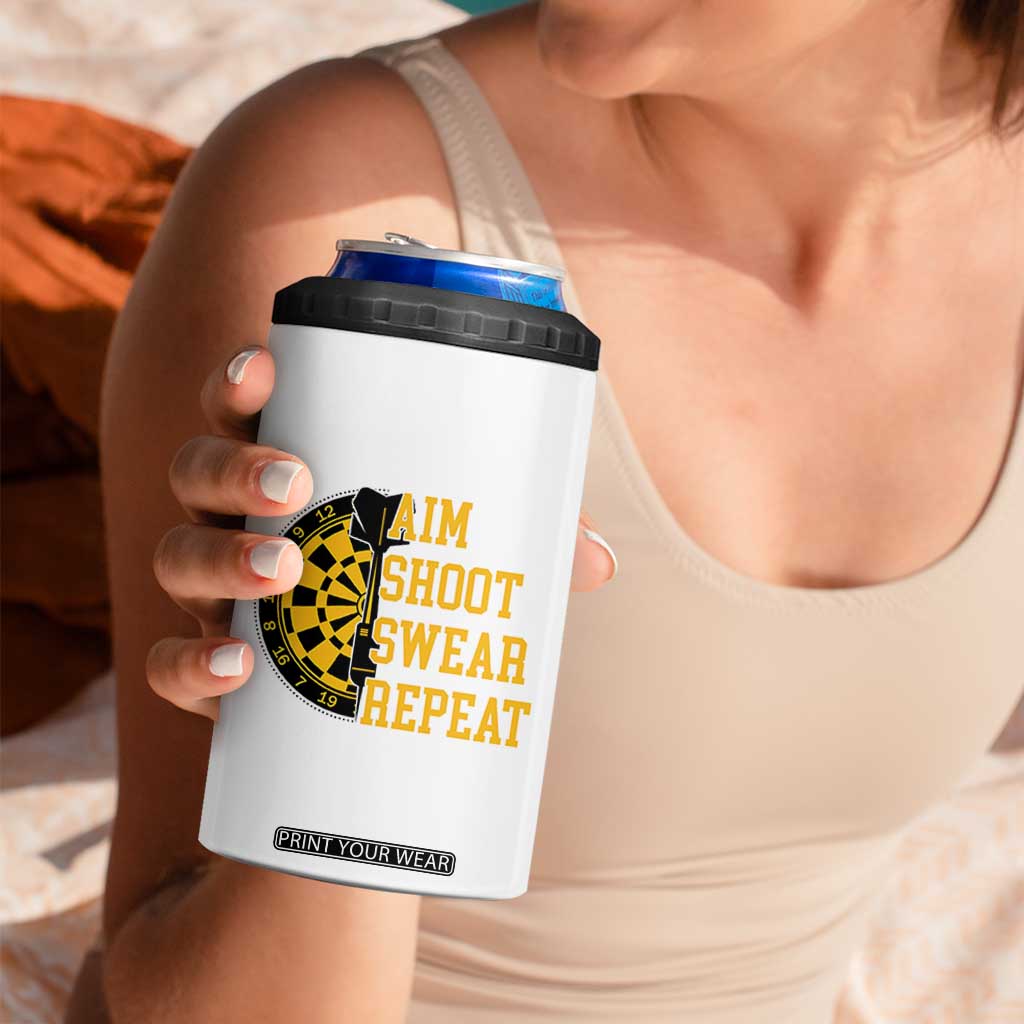 Funny Darts Retro Vintage 4 in 1 Can Cooler Tumbler Aim Shoot Swear Repeat Dartist Gift TS12 Print Your Wear