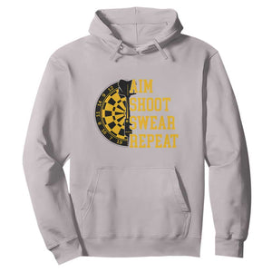 Funny Darts Retro Vintage Hoodie Aim Shoot Swear Repeat Dartist Gift TS12 Ice Gray Print Your Wear