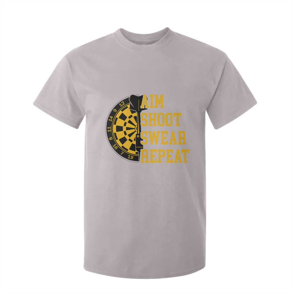 Funny Darts Retro Vintage T Shirt For Kid Aim Shoot Swear Repeat Dartist Gift TS12 Ice Gray Print Your Wear
