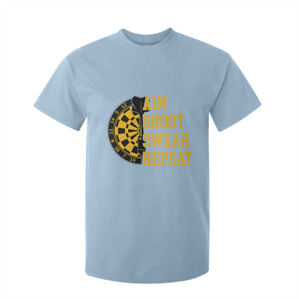Funny Darts Retro Vintage T Shirt For Kid Aim Shoot Swear Repeat Dartist Gift TS12 Light Blue Print Your Wear