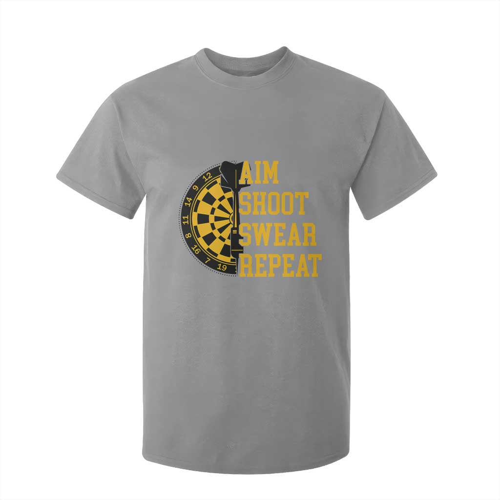 Funny Darts Retro Vintage T Shirt For Kid Aim Shoot Swear Repeat Dartist Gift TS12 Sport Gray Print Your Wear