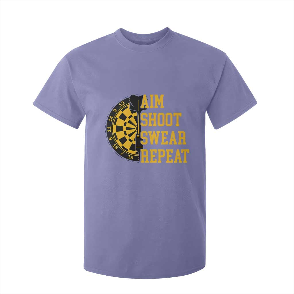 Funny Darts Retro Vintage T Shirt For Kid Aim Shoot Swear Repeat Dartist Gift TS12 Violet Print Your Wear