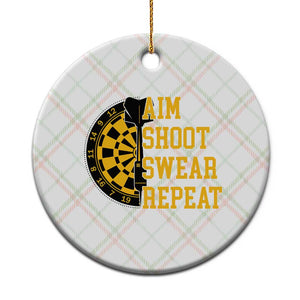 Funny Darts Retro Vintage Ceramic Ornament Aim Shoot Swear Repeat Dartist Gift TS12 1pc Christmas Plaid Print Your Wear