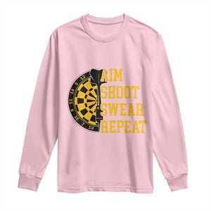Funny Darts Retro Vintage Long Sleeve Shirt Aim Shoot Swear Repeat Dartist Gift TS12 Light Pink Print Your Wear