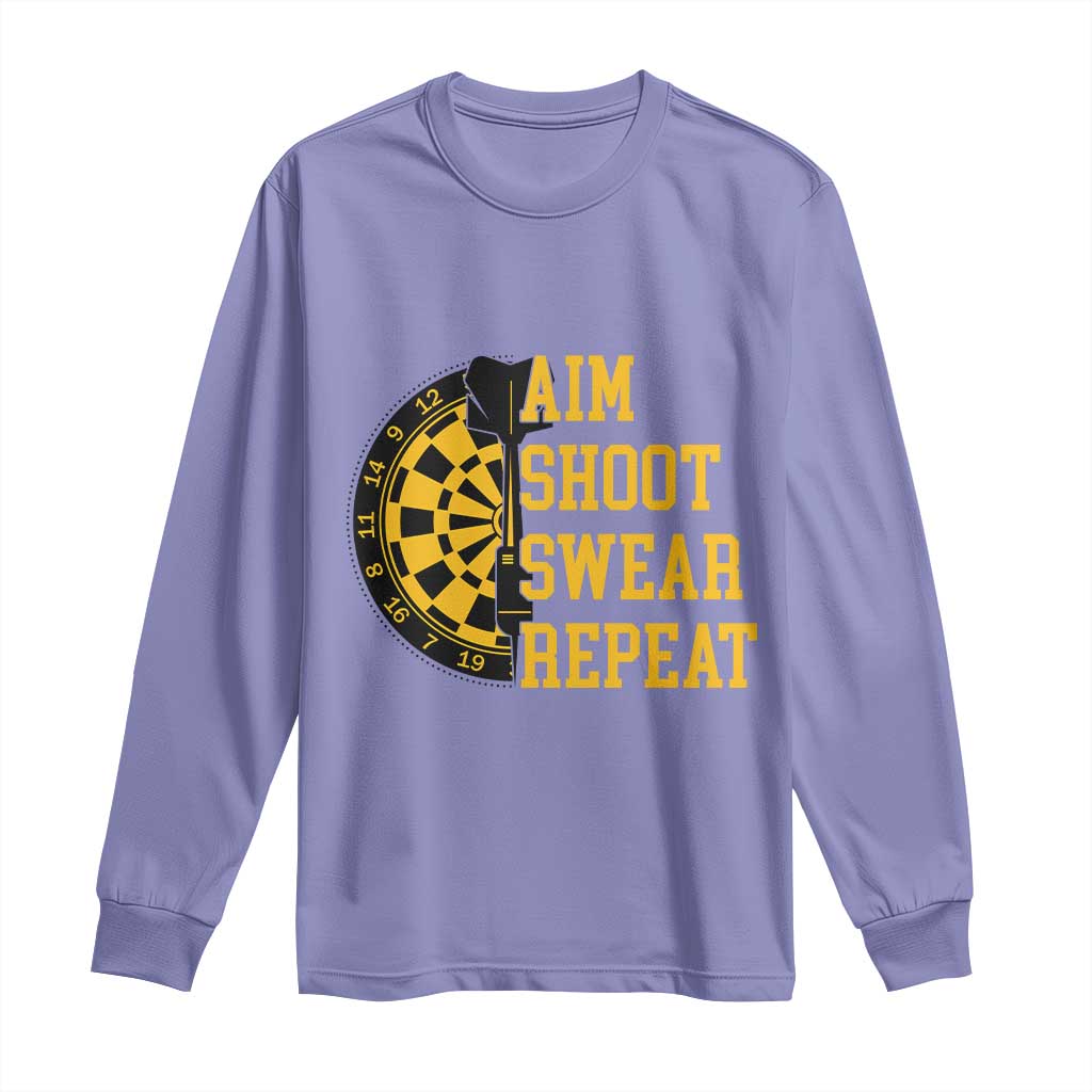 Funny Darts Retro Vintage Long Sleeve Shirt Aim Shoot Swear Repeat Dartist Gift TS12 Violet Print Your Wear