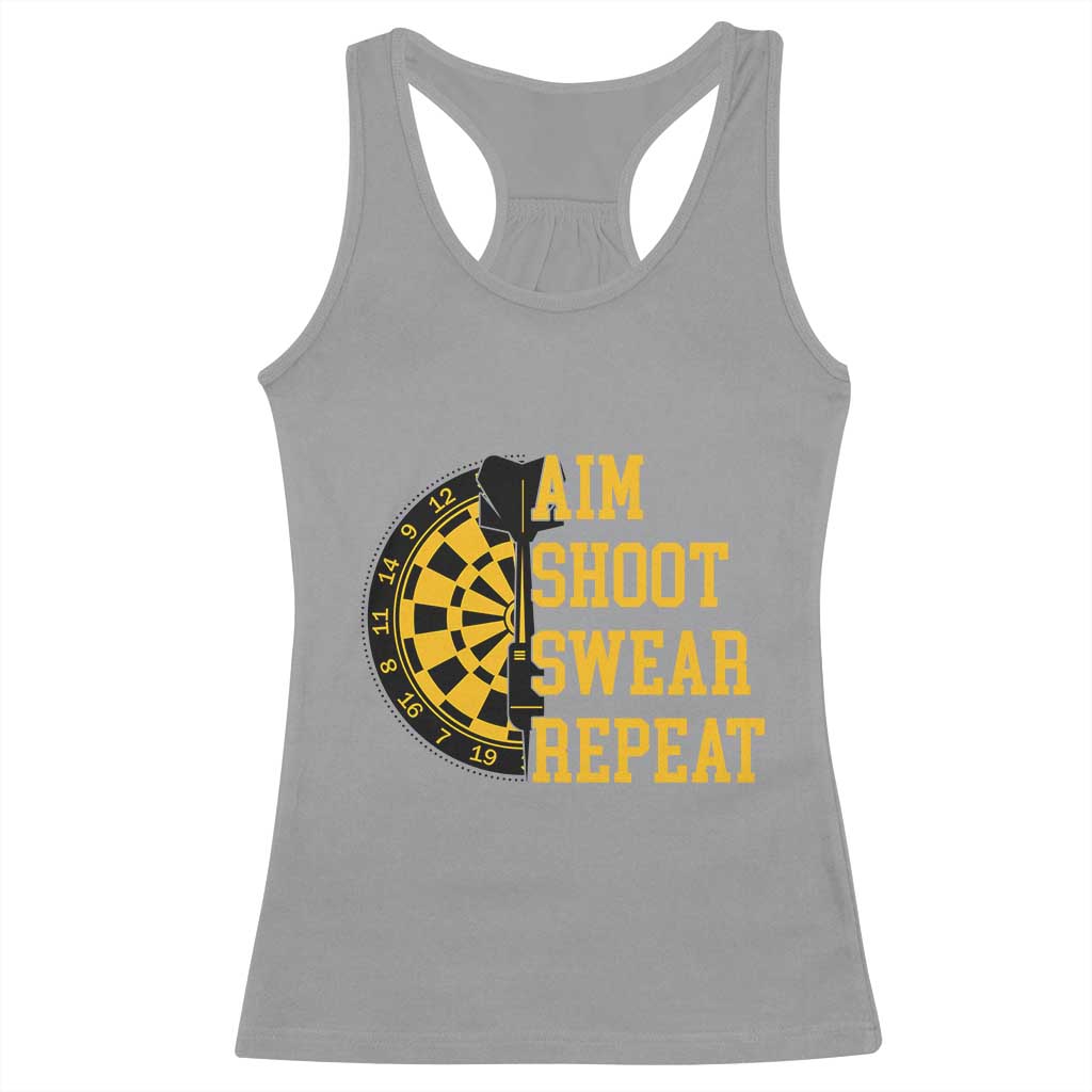 Funny Darts Retro Vintage Racerback Tank Top Aim Shoot Swear Repeat Dartist Gift TS12 Sport Gray Print Your Wear