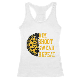 Funny Darts Retro Vintage Racerback Tank Top Aim Shoot Swear Repeat Dartist Gift TS12 White Print Your Wear