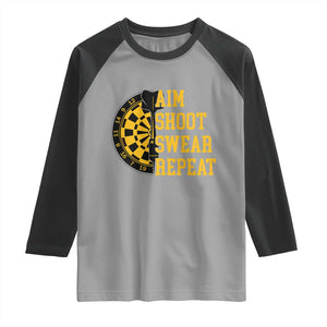 Funny Darts Retro Vintage Raglan Shirt Aim Shoot Swear Repeat Dartist Gift TS12 Sport Gray Black Print Your Wear