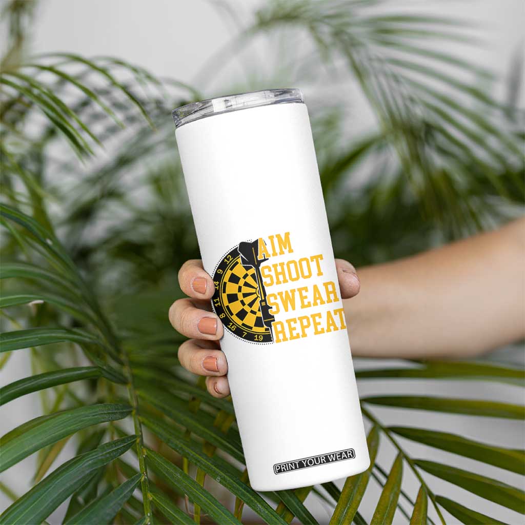 Funny Darts Retro Vintage Skinny Tumbler Aim Shoot Swear Repeat Dartist Gift TS12 Print Your Wear