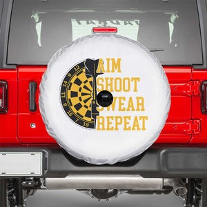 Funny Darts Retro Vintage Spare Tire Cover Aim Shoot Swear Repeat Dartist Gift TS12 White Print Your Wear