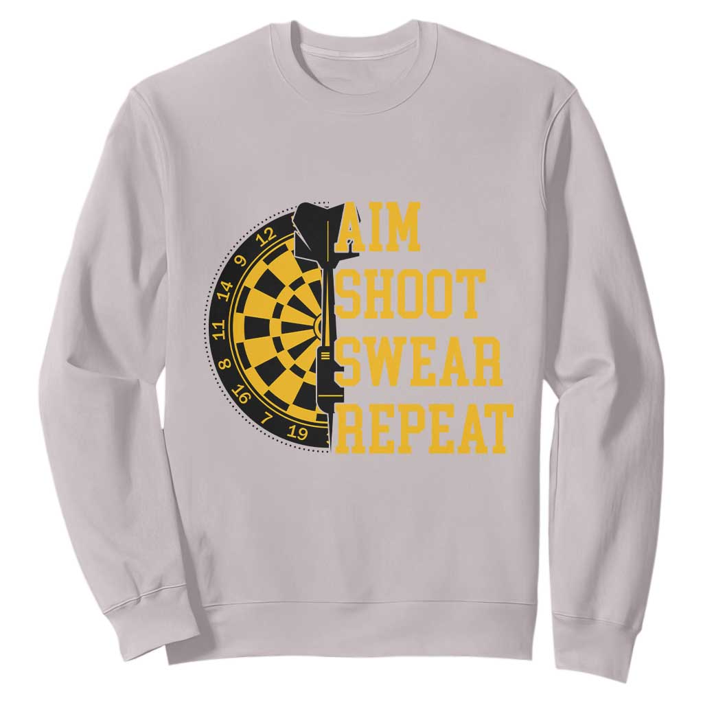 Funny Darts Retro Vintage Sweatshirt Aim Shoot Swear Repeat Dartist Gift TS12 Ice Gray Print Your Wear