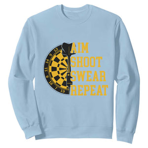 Funny Darts Retro Vintage Sweatshirt Aim Shoot Swear Repeat Dartist Gift TS12 Light Blue Print Your Wear