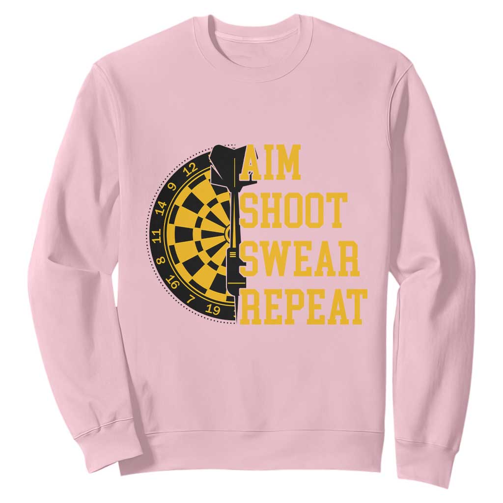 Funny Darts Retro Vintage Sweatshirt Aim Shoot Swear Repeat Dartist Gift TS12 Light Pink Print Your Wear