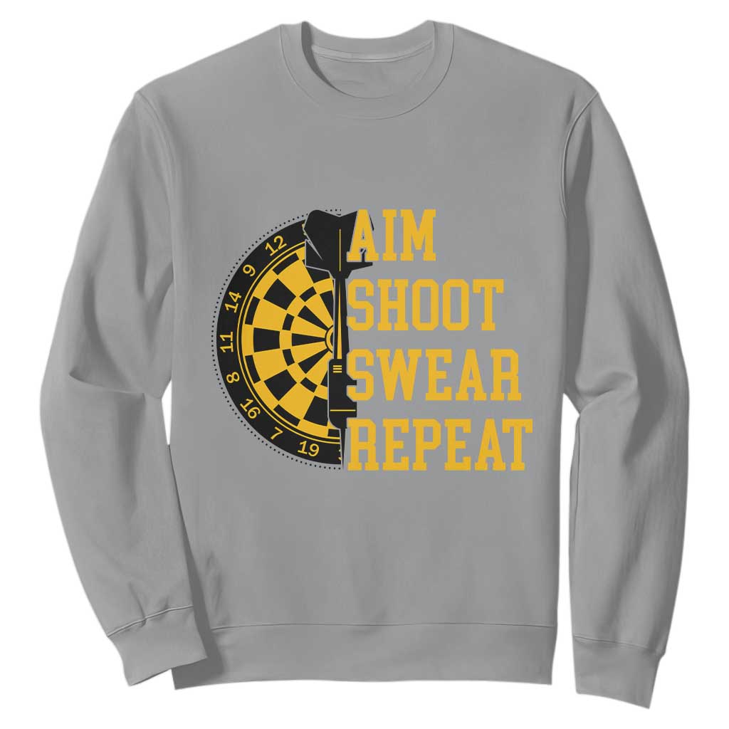 Funny Darts Retro Vintage Sweatshirt Aim Shoot Swear Repeat Dartist Gift TS12 Sport Gray Print Your Wear
