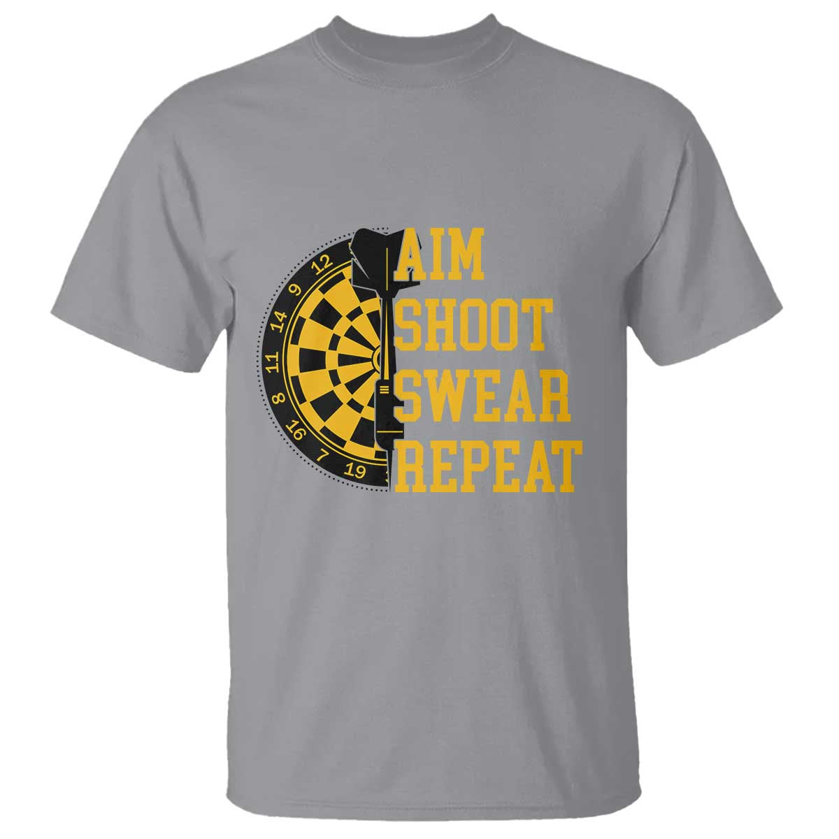 Funny Darts Retro Vintage T Shirt Aim Shoot Swear Repeat Dartist Gift TS12 Sport Gray Print Your Wear