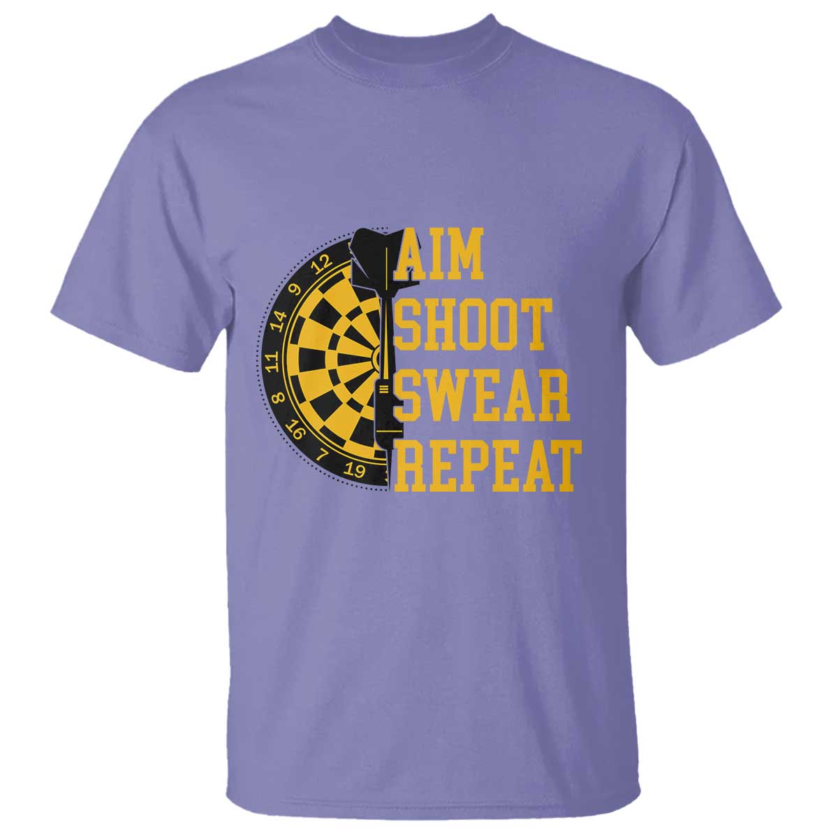 Funny Darts Retro Vintage T Shirt Aim Shoot Swear Repeat Dartist Gift TS12 Violet Print Your Wear