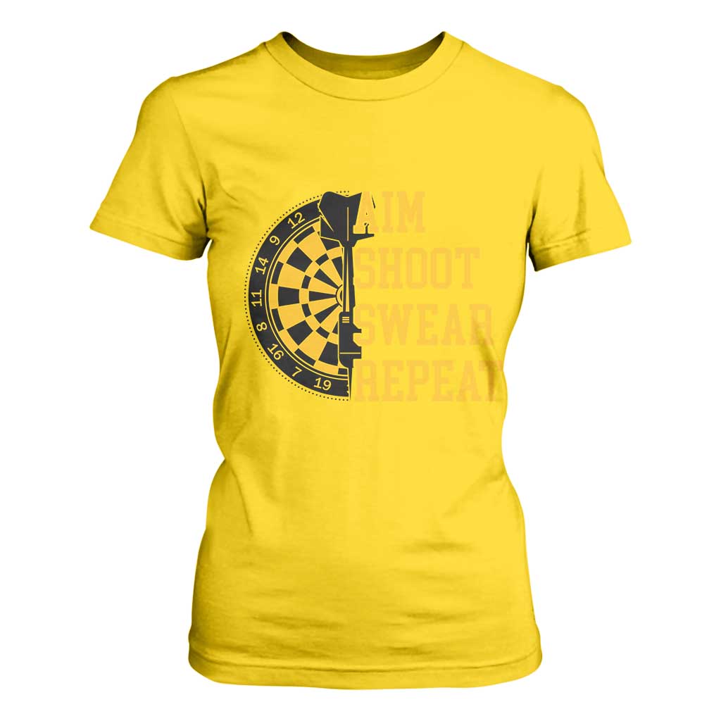 Funny Darts Retro Vintage T Shirt For Women Aim Shoot Swear Repeat Dartist Gift TS12 Daisy Print Your Wear