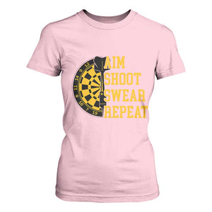 Funny Darts Retro Vintage T Shirt For Women Aim Shoot Swear Repeat Dartist Gift TS12 Light Pink Print Your Wear