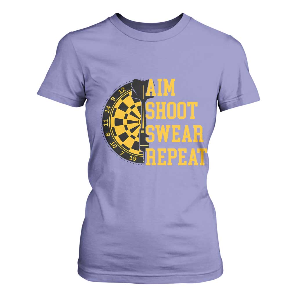 Funny Darts Retro Vintage T Shirt For Women Aim Shoot Swear Repeat Dartist Gift TS12 Violet Print Your Wear