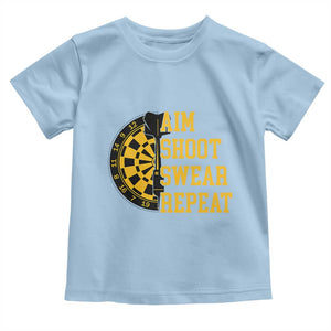 Funny Darts Retro Vintage Toddler T Shirt Aim Shoot Swear Repeat Dartist Gift TS12 Light Blue Print Your Wear