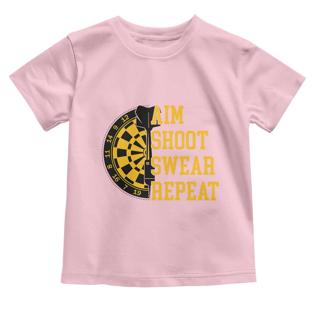 Funny Darts Retro Vintage Toddler T Shirt Aim Shoot Swear Repeat Dartist Gift TS12 Light Pink Print Your Wear