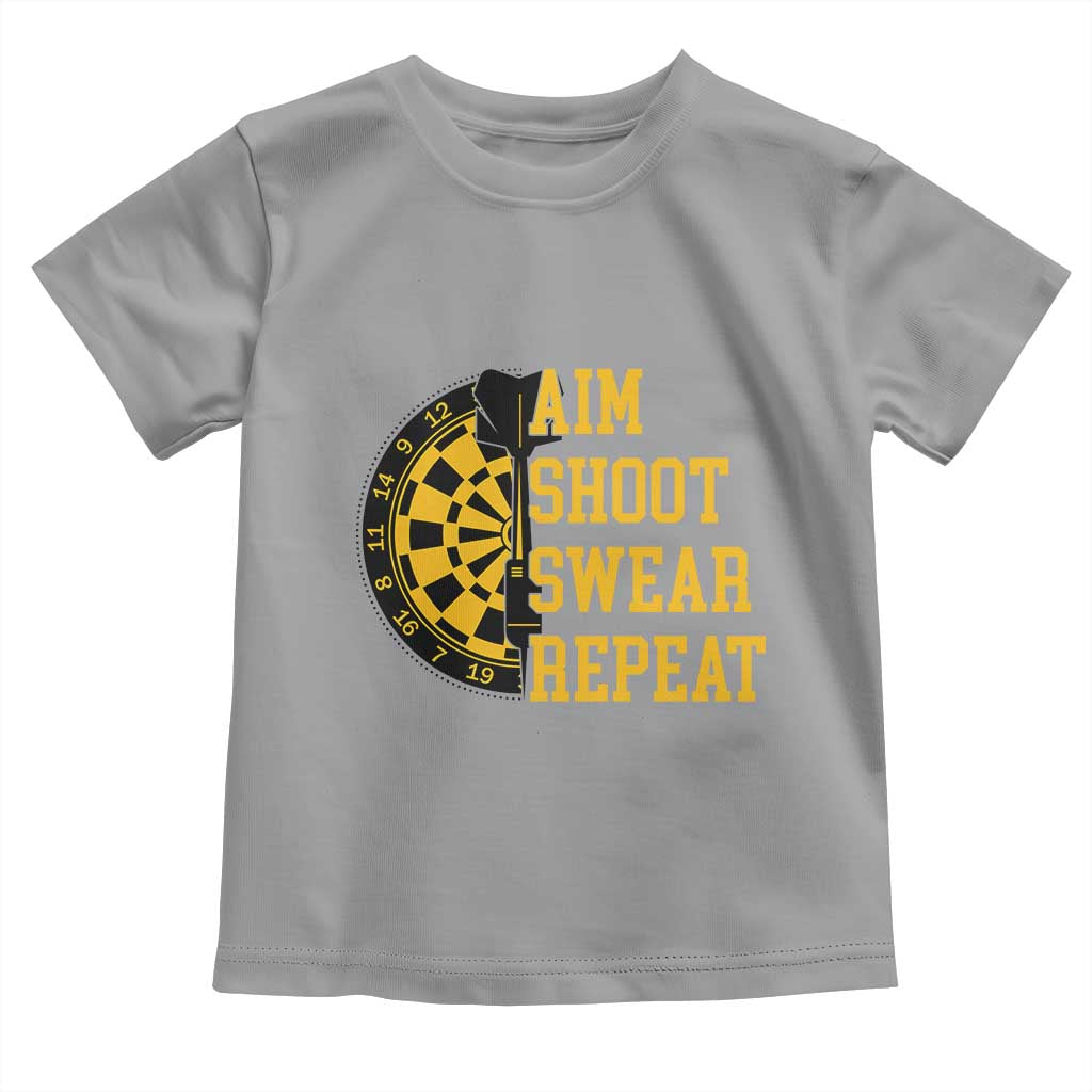 Funny Darts Retro Vintage Toddler T Shirt Aim Shoot Swear Repeat Dartist Gift TS12 Sport Gray Print Your Wear