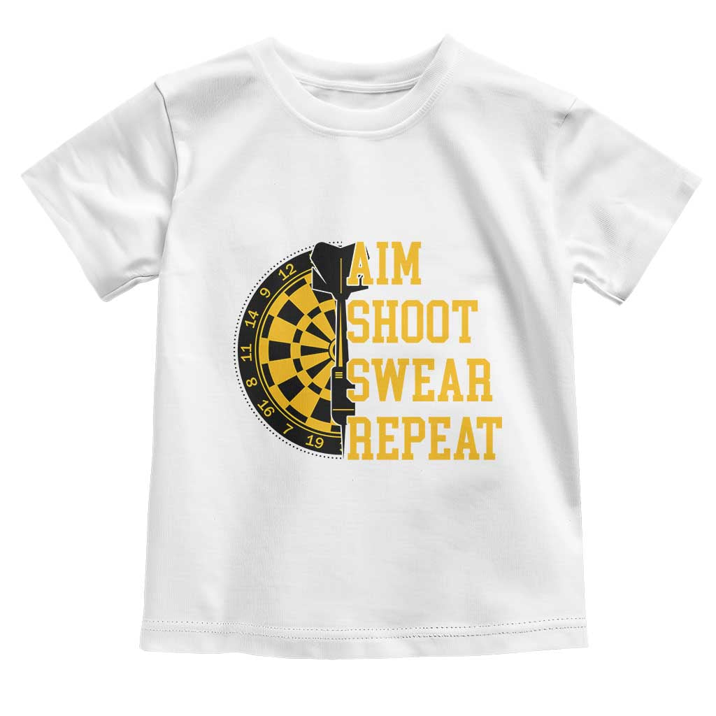 Funny Darts Retro Vintage Toddler T Shirt Aim Shoot Swear Repeat Dartist Gift TS12 White Print Your Wear