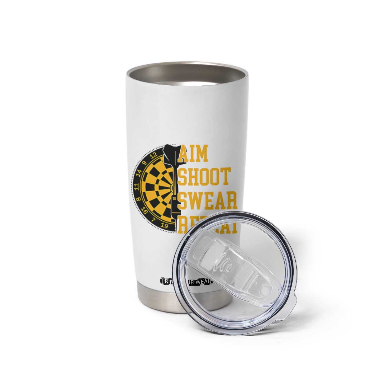 Funny Darts Retro Vintage Tumbler Cup Aim Shoot Swear Repeat Dartist Gift TS12 Print Your Wear