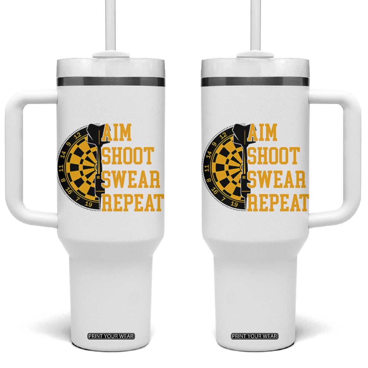 Funny Darts Retro Vintage Tumbler With Handle Aim Shoot Swear Repeat Dartist Gift TS12 One Size: 40 oz White Print Your Wear