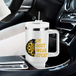 Funny Darts Retro Vintage Tumbler With Handle Aim Shoot Swear Repeat Dartist Gift TS12 Print Your Wear