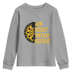 Funny Darts Retro Vintage Youth Sweatshirt Aim Shoot Swear Repeat Dartist Gift TS12 Sport Gray Print Your Wear