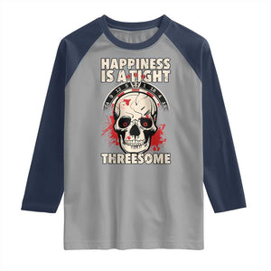 Happiness Is a Tight Threesome Raglan Shirt Gothic Dart Player Gift TS12 Sport Gray Navy Print Your Wear