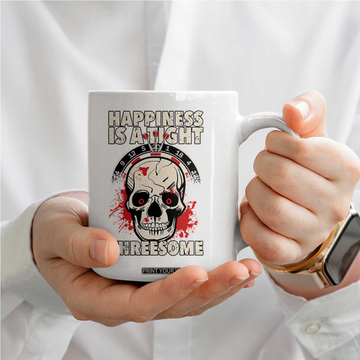 Happiness Is a Tight Threesome Coffee Mug Gothic Dart Player Gift TS12 Print Your Wear