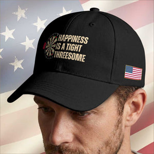 Funny Darts Happiness Is A Tight Threesome Baseball Cap Vintage Dartist Gift TS12 Print Your Wear