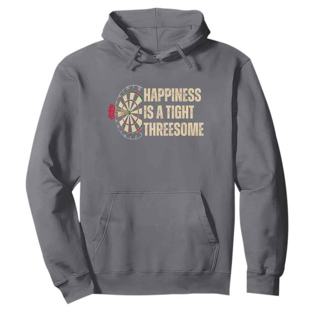 Funny Darts Happiness Is A Tight Threesome Hoodie Vintage Dartist Gift TS12 Charcoal Print Your Wear