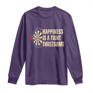 Funny Darts Happiness Is A Tight Threesome Long Sleeve Shirt Vintage Dartist Gift TS12 Purple Print Your Wear