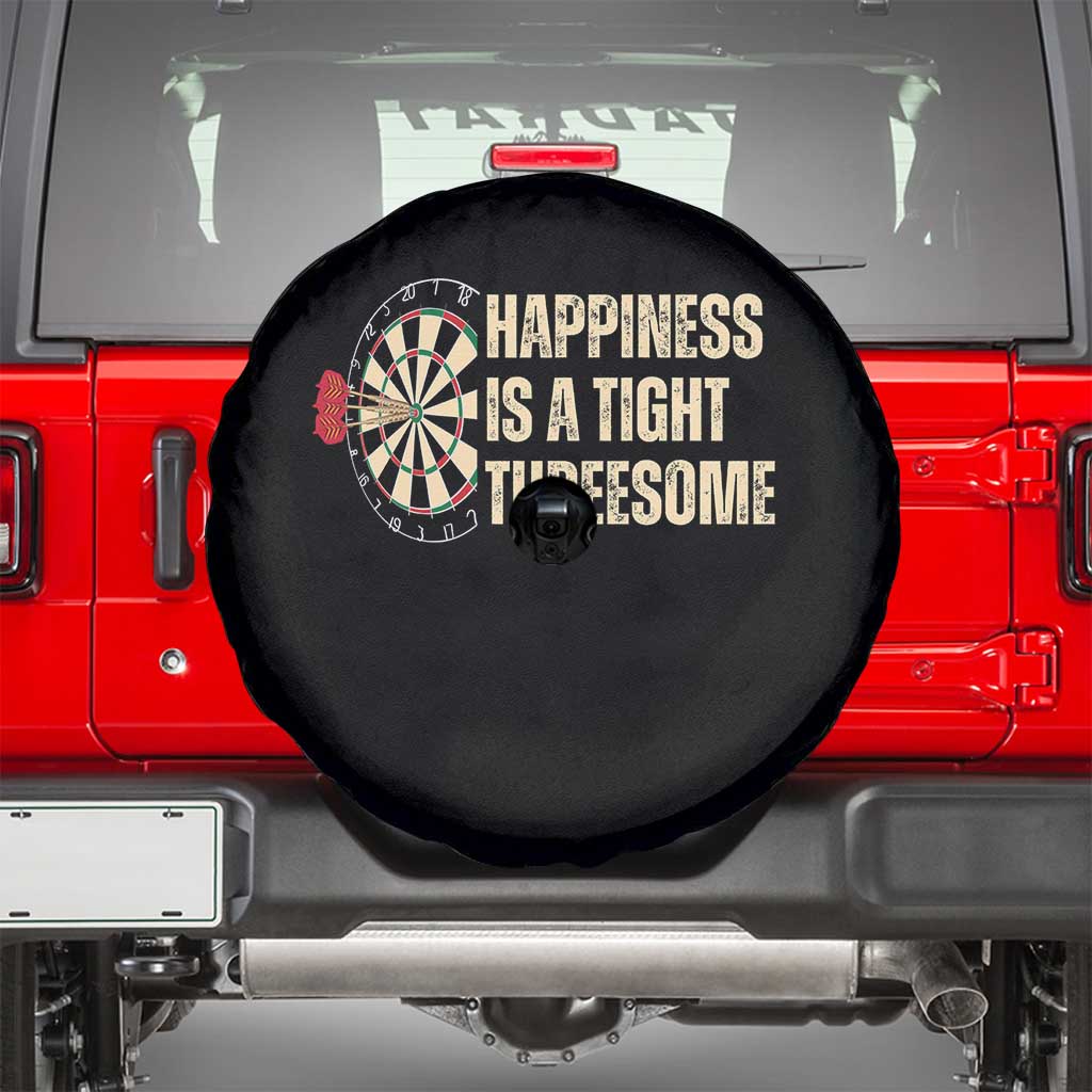 Funny Darts Happiness Is A Tight Threesome Spare Tire Cover Vintage Dartist Gift TS12 Black Print Your Wear