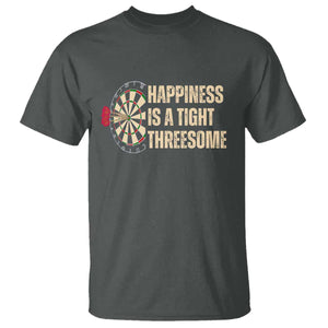 Funny Darts Happiness Is A Tight Threesome T Shirt Vintage Dartist Gift TS12 Dark Heather Print Your Wear