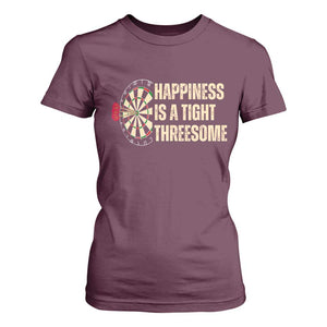 Funny Darts Happiness Is A Tight Threesome T Shirt For Women Vintage Dartist Gift TS12 Maroon Print Your Wear