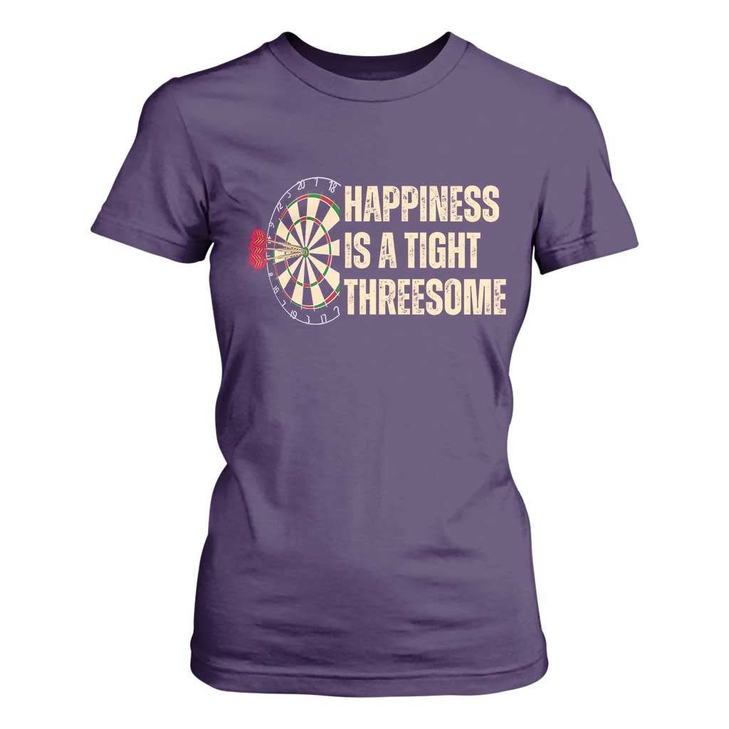 Funny Darts Happiness Is A Tight Threesome T Shirt For Women Vintage Dartist Gift TS12 Purple Print Your Wear