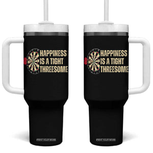 Funny Darts Happiness Is A Tight Threesome Tumbler With Handle Vintage Dartist Gift TS12 One Size: 40 oz Black Print Your Wear