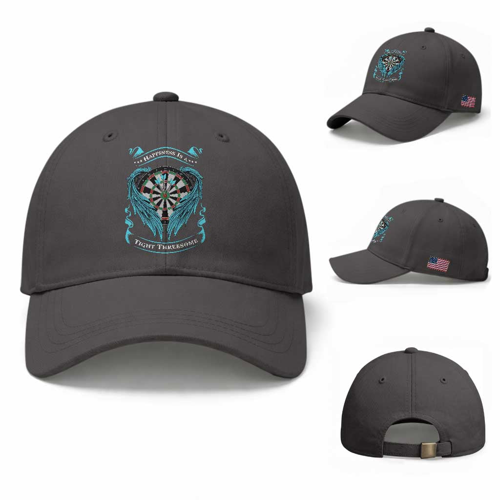 Dart Player Sport Baseball Cap Darts Happiness Is A Tight Threesome TS12 Baseball Cap Universal Fit Dark Gray Print Your Wear