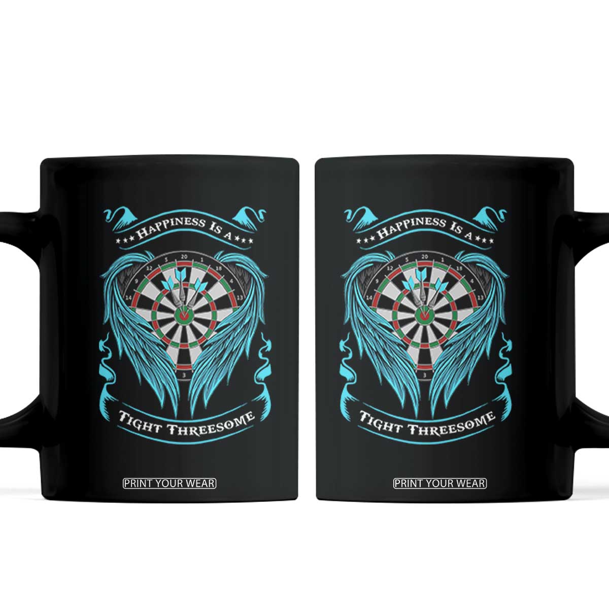 Dart Player Sport Coffee Mug Darts Happiness Is A Tight Threesome TS12 Black Print Your Wear