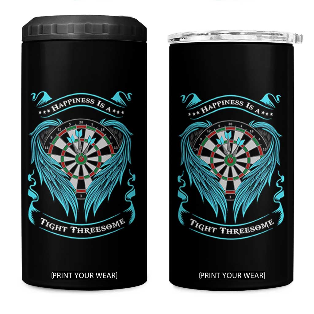Dart Player Sport 4 in 1 Can Cooler Tumbler Darts Happiness Is A Tight Threesome TS12 One Size: 16 oz Black Print Your Wear
