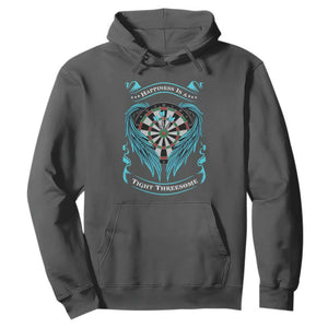 Dart Player Sport Hoodie Darts Happiness Is A Tight Threesome TS12 Dark Heather Print Your Wear