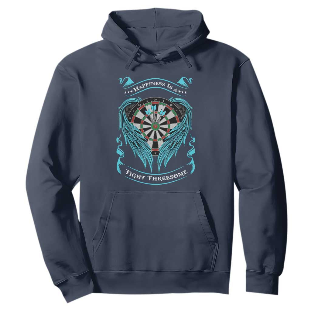 Dart Player Sport Hoodie Darts Happiness Is A Tight Threesome TS12 Navy Print Your Wear