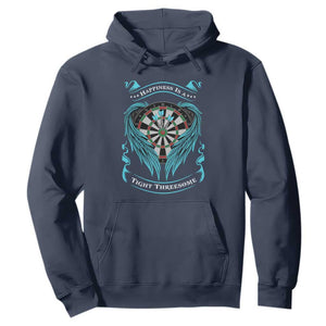 Dart Player Sport Hoodie Darts Happiness Is A Tight Threesome TS12 Navy Print Your Wear