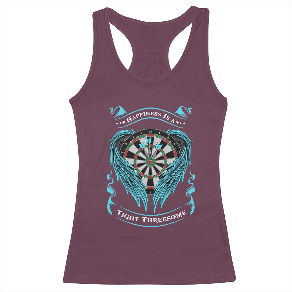 Dart Player Sport Racerback Tank Top Darts Happiness Is A Tight Threesome TS12 Maroon Print Your Wear