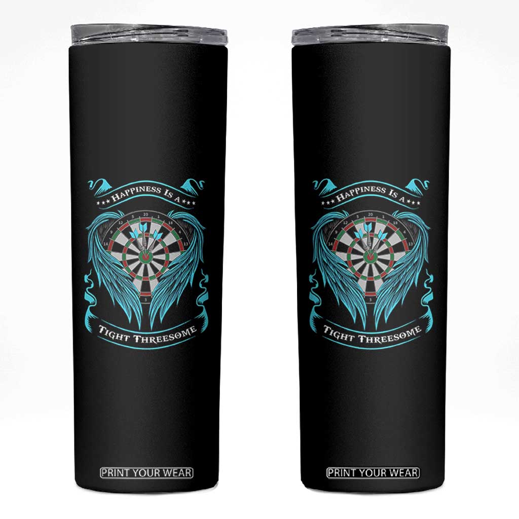 Dart Player Sport Skinny Tumbler Darts Happiness Is A Tight Threesome TS12 Black Print Your Wear
